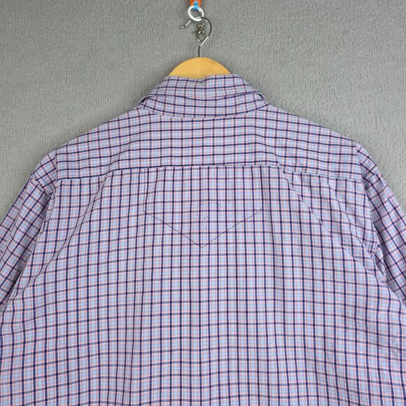Billy Reid Shirt Men Size Large Purple Windowpane Plaid Long Sleeve Cotton Fit 2 - Picture 6 of 13